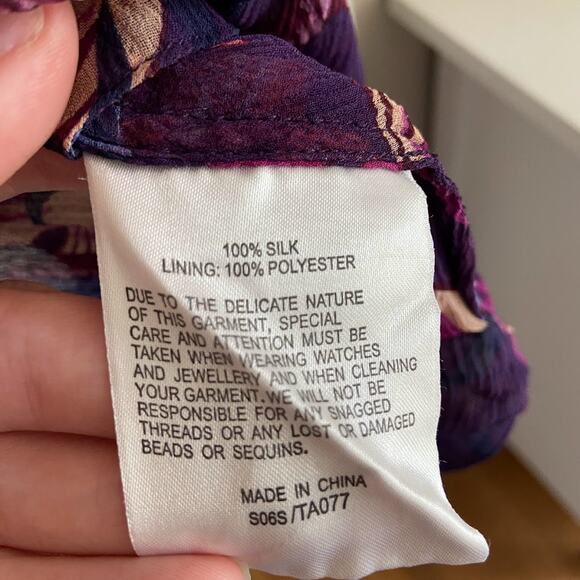 Karen Millen 100% Silk Purple Beaded Seahorse Beach Coverup Blouse Size 4 - Picture 4 of 5